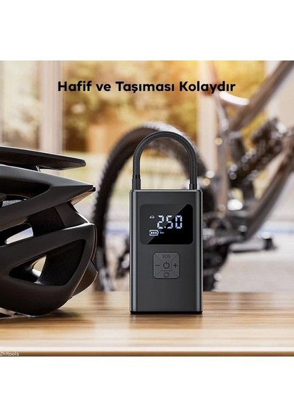 Zhltools ST-5522 Şarjlı Lastik Şişirme Hava Kompresör Pompası 12V LED Işıklı fırsatları