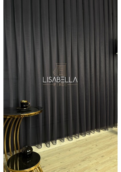 Saf Elegans Koyu Antrasit Renk (1x2.5 Pile Dikişli) Orjinal Ağır Gramajlı Tül Perde fırsatları