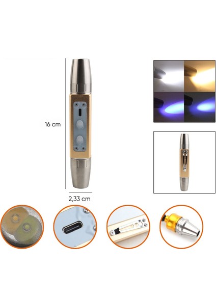 Uv Ledli El Feneri - Powerdex - Su Geçirmez - 20 W - Gold - PD-9007 modelleri