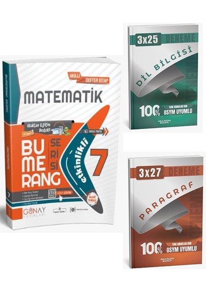 Günay Yayınları 2026 7. Sınıf Matematik Bumerang Soru Bankası+Anla Kazan Paragraf+Dilbilgisi