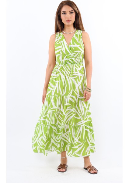 Kadın Santorini Bel Lastikli Yeşil Viskon Elbise fiyatları