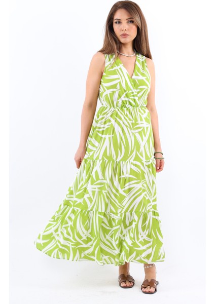 Kadın Santorini Bel Lastikli Yeşil Viskon Elbise indirimleri