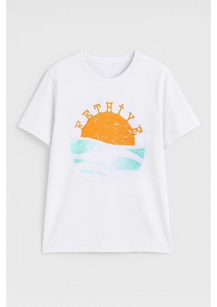 Kadın Bisiklet Yaka %100 Pamuk Fethiye Baskılı Kısa Kollu T-Shirt fiyatları