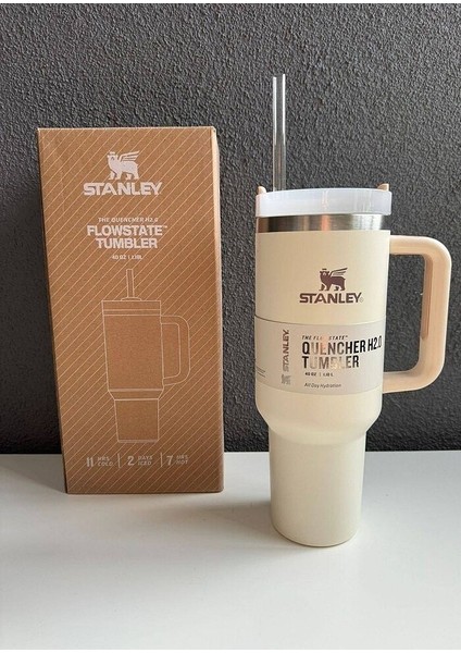 Quencher H2.0 Flowstate Paslanmaz Çelik Vakum Yalıtımlı Bardak 40 Oz 1,18 Lt Cream White