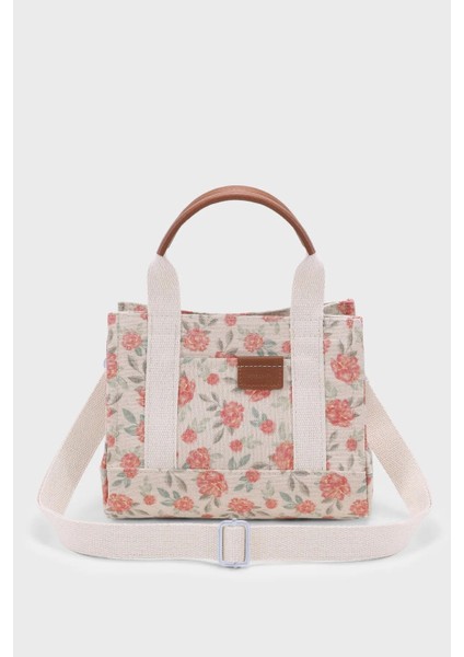 Kırmızı Çiçek Desenli Tote Kanvas El Ve Omuz Bayan Çanta 279