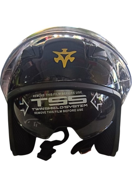 Güneş Vizörlü Açık Motosiklet Kaskı (Parlak Siyah) indirimleri