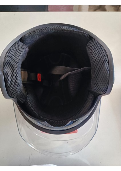 Güneş Vizörlü Açık Motosiklet Kaskı (Parlak Siyah)