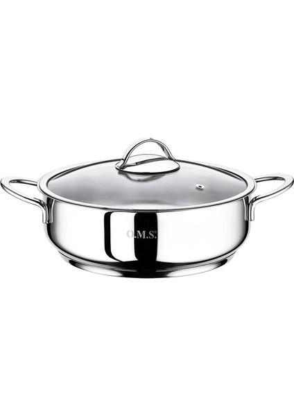 2038 Sl - 2 Parça 1. Sınıf Paslanmaz Çelik, Indüksiyonlu 24X8 cm - 3,0 Litre Basık Tencere, Gümüş