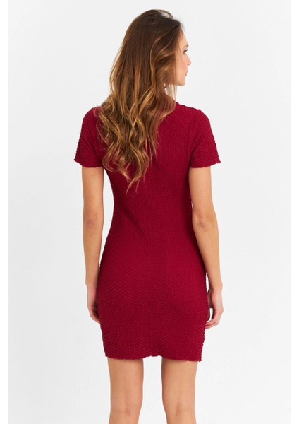 Kadın Bordo Fermuarlı Mini Elbise MOD2441 indirimleri