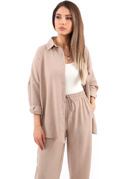 Kadın Keten Comfy Bej Alt Üst Takım fiyatları