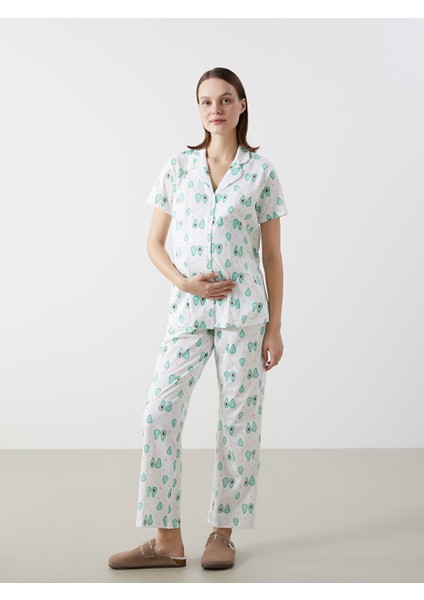 Yeni Sezon Gomlek Yaka Desenli Hamile Pijama Takimi - S57885Z8