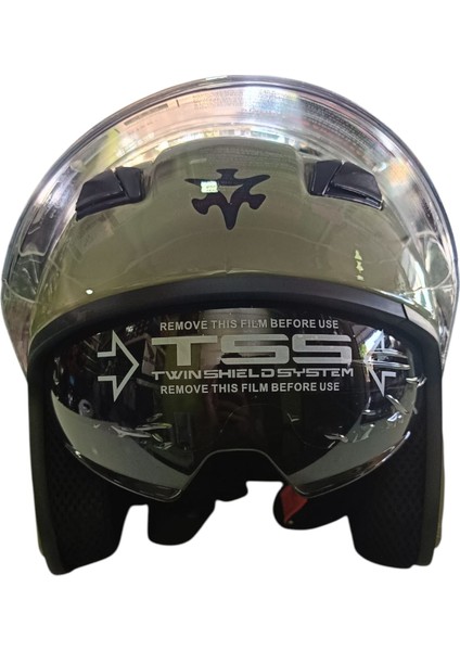 Güneş Vizörlü Açık Motosiklet Kaskı (Haki) indirimleri