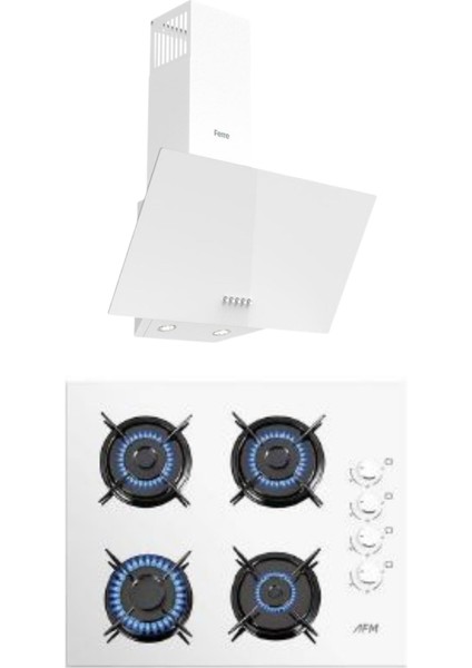 & Afm Tech Fethy Series Beyaz Cam Ankastre Set ( Ferre QBL62CB + D087 + Afm 2201 ) modelleri