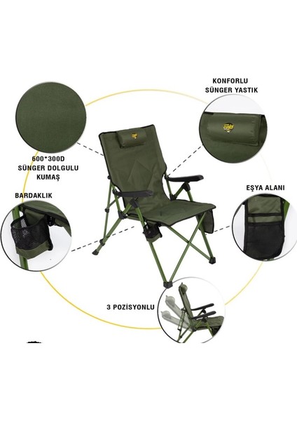 Funky Chaırs Comfort 3 Kademeli Katlanabilir Kamp Sandalyesi