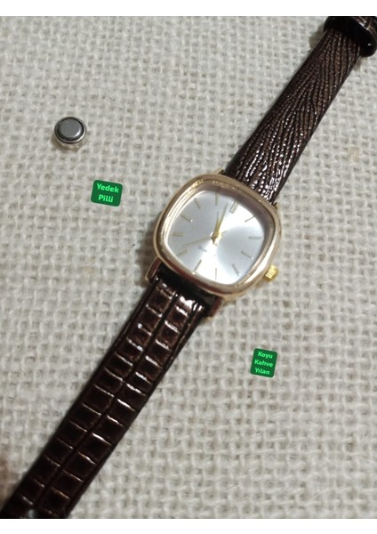 Vintage Retro Kadın Kol Saati Zarif Tasarım Koyu Kahve Renk 0021