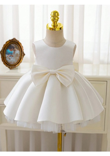 Kız Bebek Seda Model Ekru Doğum Günü Elbise