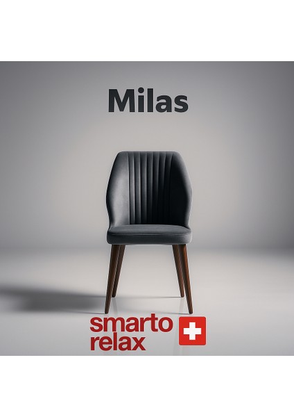 Milas 2’li Sandalye Seti — Ahşap Ayaklı, Gri Kumaş