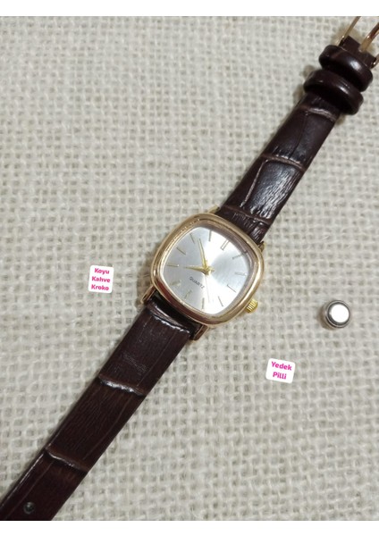Zarif Tasarım Koyu Kahve Renk Retro Vintage Kadın Kol Saati 0021