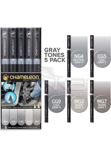 Marker Kalem 5li Set Gray Tones