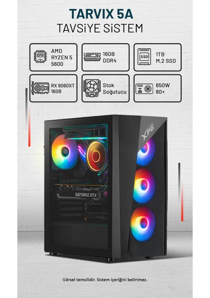 Tarvix 5A Amd Ryzen 5 5600 16GB Ram 1tb SSD RX9060XT 16GB Freedos Tavsiye Sistem