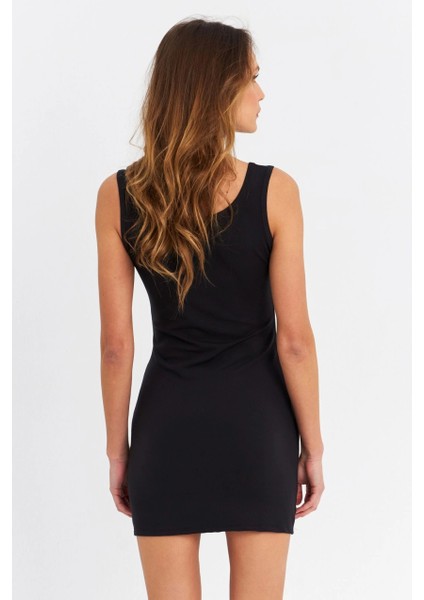 Kadın Siyah U Yaka Mini Elbise OR0238 indirimleri
