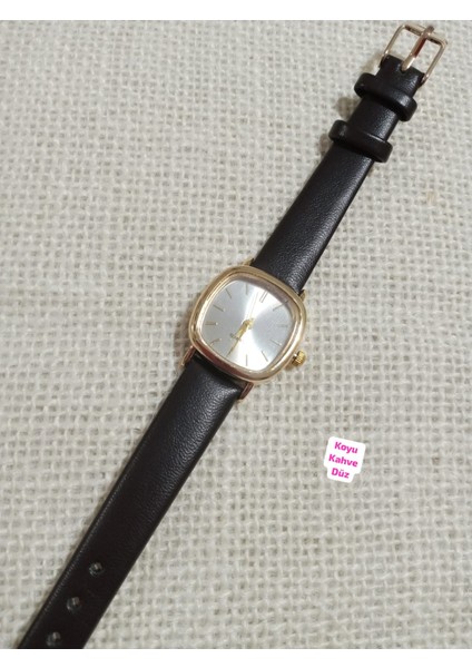 Trend Model Vintage Retro Kadın Kol Saati Zarif Tasarım Koyu Kahve Renk 0021