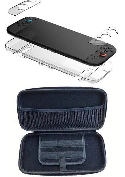 Nintendo Switch 2 Koruyucu Taşıma Çantası ve Şok Emici Şeffaf Komple Kılıf Seti fırsatları