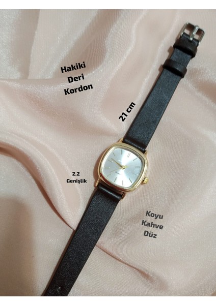 Yeni Moda Zarif Tasarım Hakiki Deri Koyu Kahve Renk Retro Vintage Kadın Kol Saati 0021