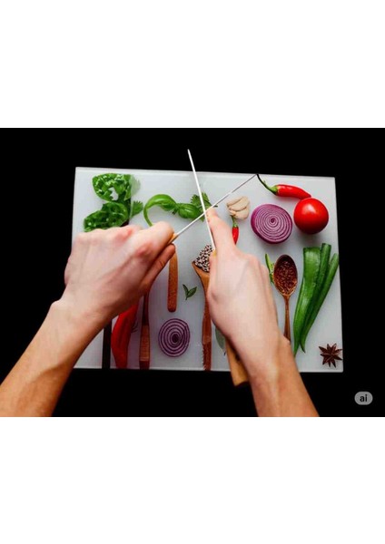 30X40 cm Cam Kesme Tahtası Lastik Ayaklı Şık ve Kullanışlı modelleri