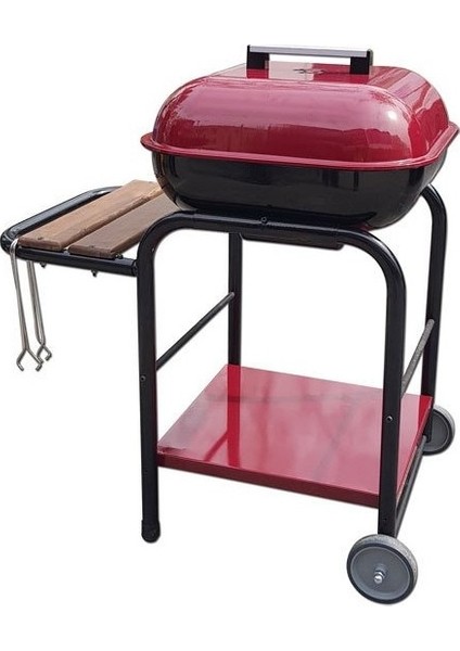 Ayaklı Tekerlekli Kapaklı Bahçe Barbekü Mangal 50*50CM