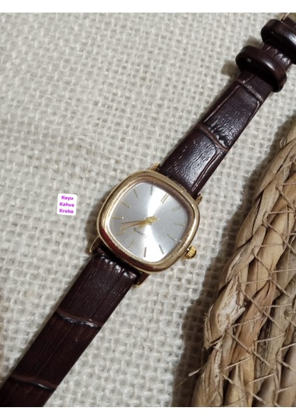 Vintage Retro Kadın Kol Saati Zarif Tasarım Koyu Kahve Renk 0021