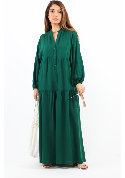 Prive Kadın Base %100 Viskon Zümrüt Yeşili Maksi Boy Yazlık Elbise modelleri
