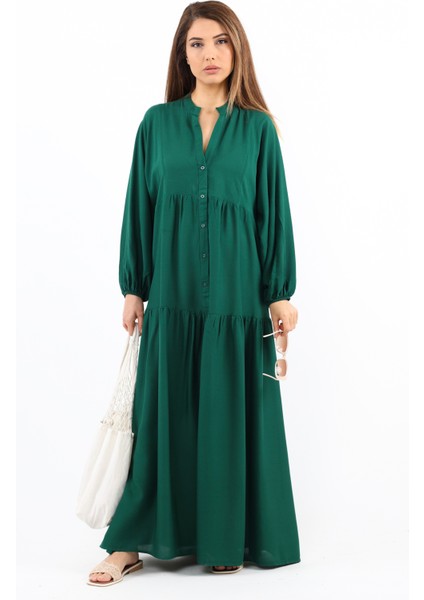 Prive Kadın Base %100 Viskon Zümrüt Yeşili Maksi Boy Yazlık Elbise indirimleri