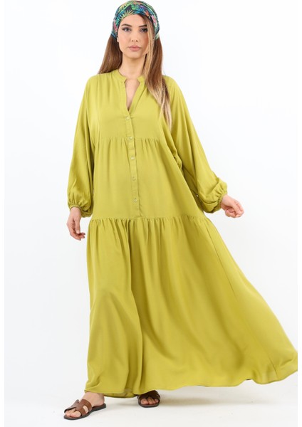 Prive Kadın Base %100 Viskon Yağ Yeşili Maksi Boy Yazlık Elbise fiyatları