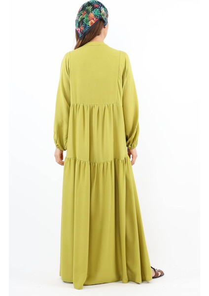 Prive Kadın Base %100 Viskon Yağ Yeşili Maksi Boy Yazlık Elbise modelleri