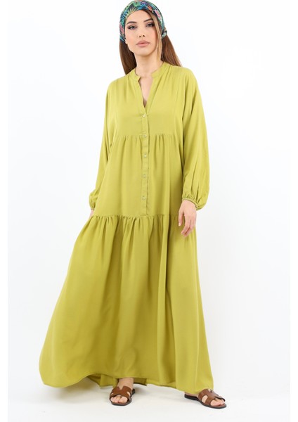 Prive Kadın Base %100 Viskon Yağ Yeşili Maksi Boy Yazlık Elbise fırsatları