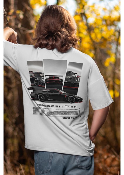 Unisex Porsche 911 Gt3 R Baskılı Oversize Tshirt