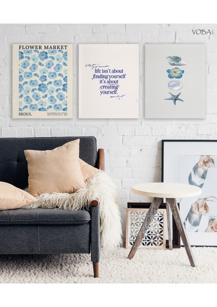 3 Parçalı Flower Market Mdf Tablo Seti-2