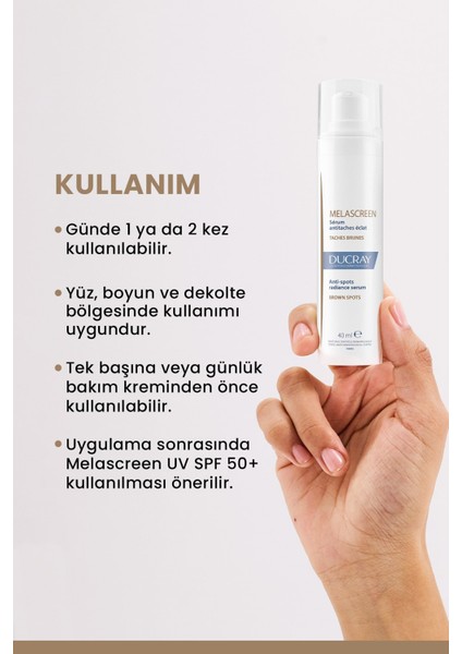Leke Karşıtı & Ton Eşitleyici Set: Melascreen Serum 40ML + Uv Fluid SPF50+ Güneş Kremi 50ML modelleri