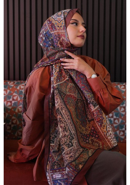 Etnik Desen Taba Soft Pamuk Şal