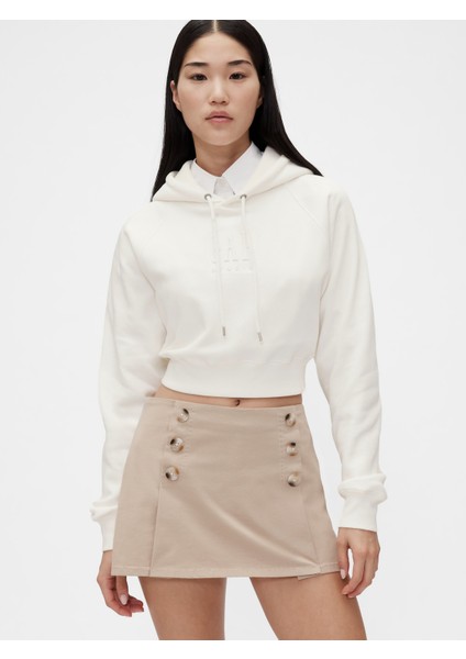 Kadın Beyaz Gapstudio Vintagesoft Crop Sweatshirt