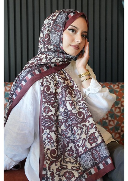 Etnik Desen Bordo Soft Pamuk Şal modelleri