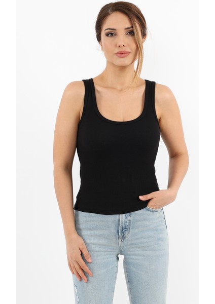Kadın Cotton 3’lü Set Antrasit, Beyaz, Siyah Pamuklu Basic Fitilli Atlet indirimleri