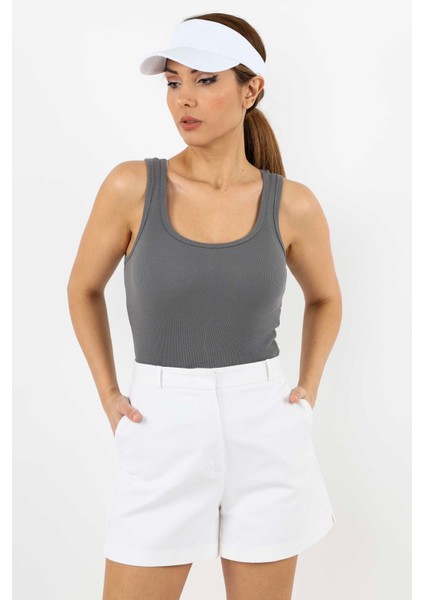 Kadın Cotton 3’lü Set Antrasit, Beyaz, Siyah Pamuklu Basic Fitilli Atlet