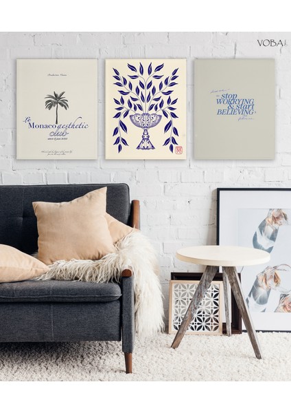 3 Parça Monaco Dekoratif Mdf Tablo Seti