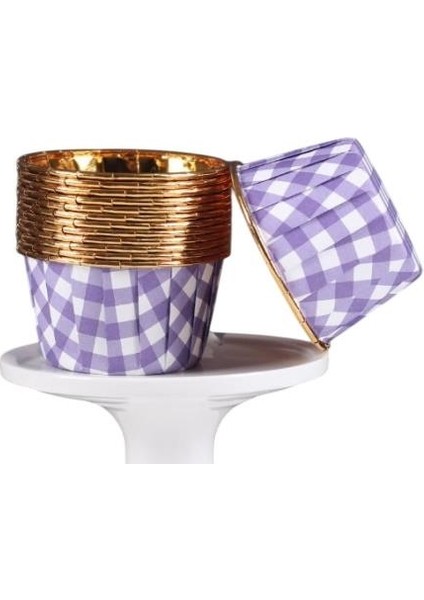 Cupcake/muffin /suffle Kek Kapsülü Mor Desenli 50 Li