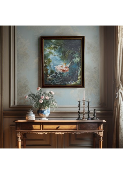 Jean Honore Fragonard (Salıncak 1767) Çerçeveli Klasik Vintage Duvar Tablo
