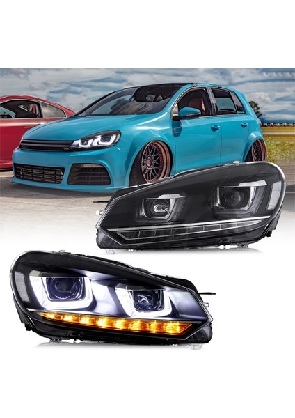Vw Golf 6 Mk6 2009-2012 Çift U Ledli Ön Far