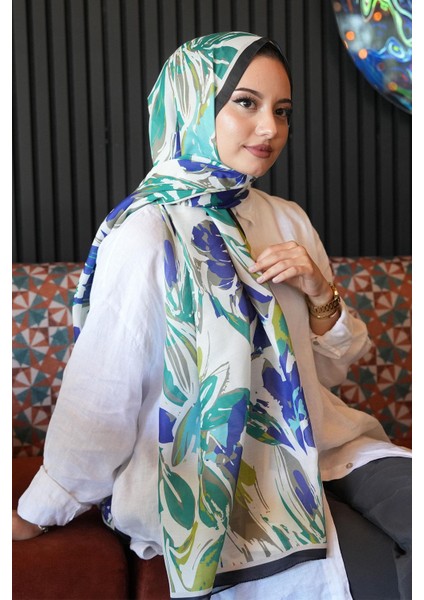 Zambak Çiçek Desen Yeşil Soft Pamuk Şal modelleri