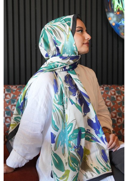 Zambak Çiçek Desen Yeşil Soft Pamuk Şal fırsatları